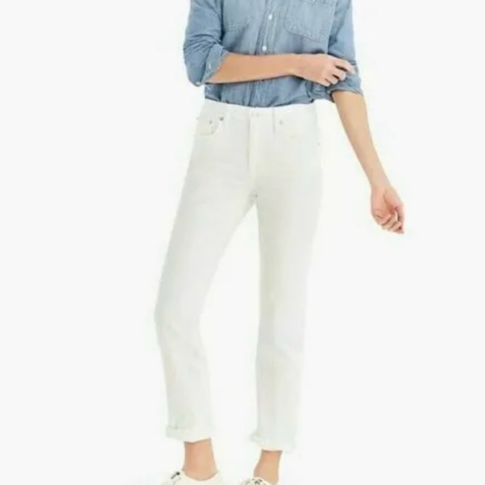 J.Crew Women’s Slim Broken In Boyfriend White Mid Rise Jean Women’s EUC 32P